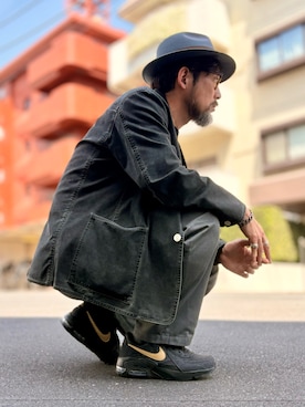 「NIKE（ナイキ）のアイテム（スニーカー、ブラック系）」を使った、ヤギハシカズヒロさん（メンズ・182cm）の春コーディネート