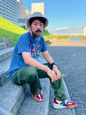 「CHAPS（チャップス）のアイテム（パンツ）」を使った、ヤギハシカズヒロさん（メンズ・181cm）の夏コーディネート