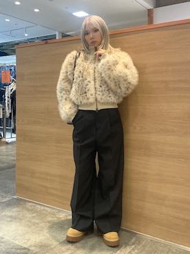 「X-girl（エックスガール）のWAIST ADJUSTABLE WIDE TUCK PANTS（スラックス）」を使った、⭐︎LINA⭐︎さん（レディース・153cm）の秋コーディネート