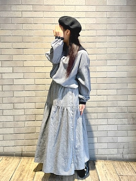 「Samansa Mos2（サマンサ モスモス）の配色前後2WAYブラウス（シャツ/ブラウス）」を使った、みすずさん（レディース・152cm）の冬コーディネート