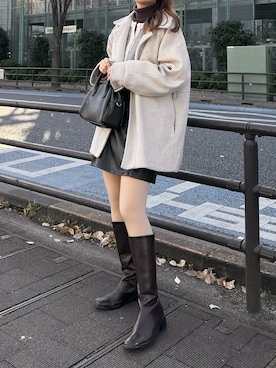 「emi+（エミプラス）のアイテム（ジャケット/アウター）」を使った、monaさん（レディース・153cm）の冬コーディネート