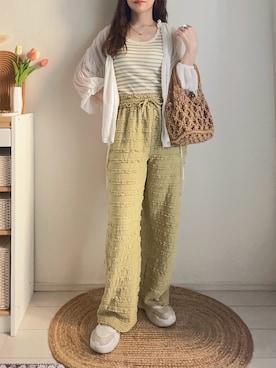 「SHEINのアイテム（ハンドバッグ、ブラウン系）」を使った、てぃるさん（レディース・158cm）の夏コーディネート