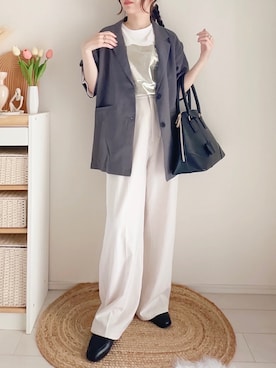 「tiptop（ティップトップ）のアイテム（テーラードジャケット）」を使った、てぃるさん（レディース・158cm）の夏コーディネート