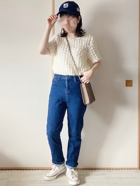 「ポコポコ」｜「アイテム（帽子）」を使った、てぃるさん（レディース・158cm）の夏コーディネート