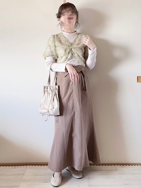「メロートップス」｜「アイテム（バレエシューズ）」を使った、てぃるさん（レディース・158cm）の春コーディネート