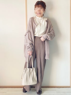 「メロートップス」｜「アイテム（ニット/セーター）」を使った、てぃるさん（レディース・158cm）の秋コーディネート