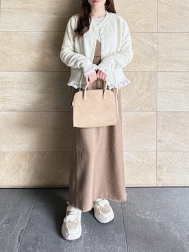 「SHEINのアイテム（カーディガン/ボレロ、ホワイト系）」を使った、てぃるさん（レディース・158cm）の春コーディネート