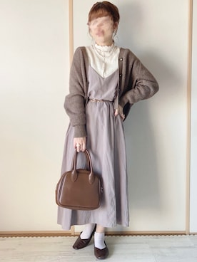 「メロートップス」｜「アイテム（アクセサリー）」を使った、てぃるさん（レディース・158cm）の秋コーディネート