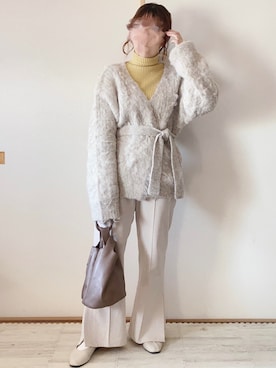 「リブニット」｜「アイテム（バレエシューズ）」を使った、てぃるさん（レディース・158cm）の冬コーディネート