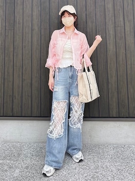 「アイテム（トートバッグ）」を使った、てぃるさん（レディース・158cm）の夏コーディネート