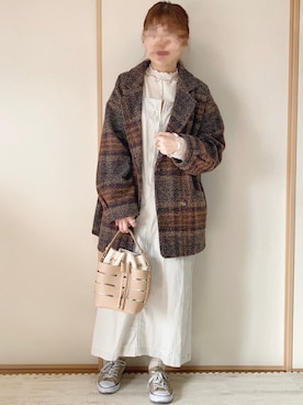 「メロートップス」｜「アイテム（ワンピース/ドレス）」を使った、てぃるさん（レディース・158cm）の秋コーディネート