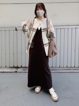 「アイテム（ジャンパースカート）」を使った、てぃるさん（レディース・158cm）の冬コーディネート