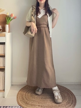 「しまむら（シマムラ）のアイテム（カーディガン/ボレロ、ホワイト系）」を使った、てぃるさん（レディース・158cm）の夏コーディネート