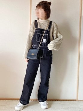 「GRL」｜「アイテム（サロペット/オーバーオール）」を使った、てぃるさん（レディース・158cm）の冬コーディネート