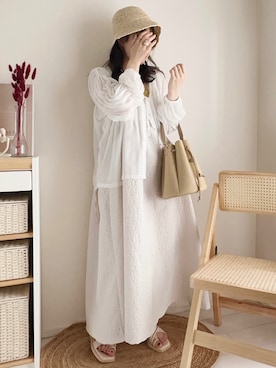 「レイヤードスタイル」｜「しまむら（シマムラ）のアイテム（キャミソール）」を使った、てぃるさん（レディース・158cm）の夏コーディネート