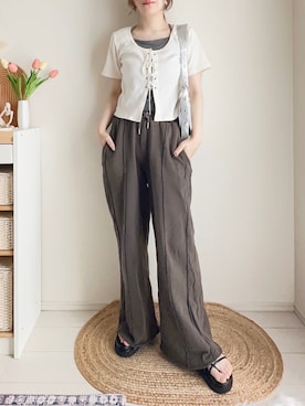 「アイテム（スウェットパンツ）」を使った、てぃるさん（レディース・158cm）の夏コーディネート