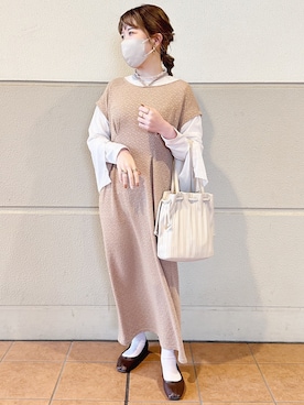 「メロートップス」｜「アイテム（ワンピース/ドレス）」を使った、てぃるさん（レディース・158cm）の春コーディネート