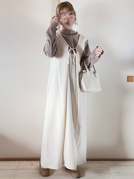 「メロートップス」｜「アイテム（ワンピース/ドレス）」を使った、てぃるさん（レディース・158cm）の春コーディネート