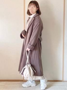「GRL（グレイル）のアイテム（チェスターコート）」を使った、てぃるさん（レディース・158cm）の冬コーディネート