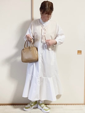 「GU（ジーユー）のアイテム（シャツワンピース）」を使った、てぃるさん（レディース・158cm）の夏コーディネート