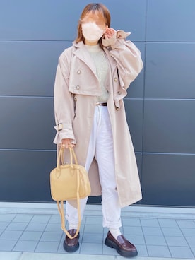 「しまむら（シマムラ）のアイテム（トレンチコート）」を使った、てぃるさん（レディース・158cm）の春コーディネート
