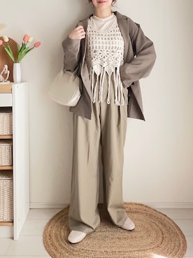 「しまむら（シマムラ）のアイテム（Tシャツ/カットソー）」を使った、てぃるさん（レディース・158cm）の秋コーディネート