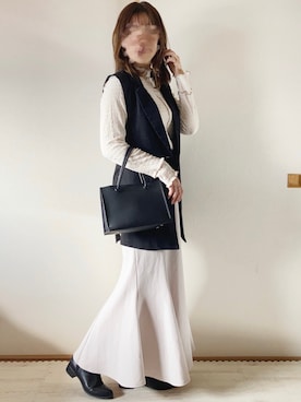 「メロートップス」｜「アイテム（ブーツ）」を使った、てぃるさん（レディース・158cm）の秋コーディネート