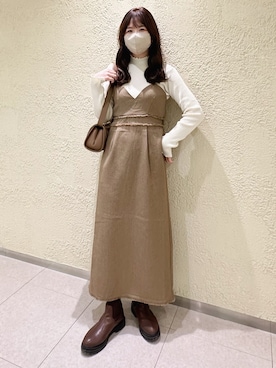 「tiptop（ティップトップ）のメランジリブハイネックプルオーバー（ニット/セーター）」を使った、てぃるさん（レディース・158cm）の秋コーディネート