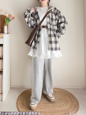 「しまむら（シマムラ）のアイテム」を使った、てぃるさん（レディース・158cm）の春コーディネート