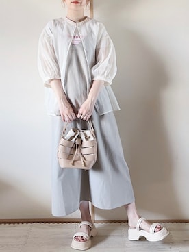 「みんなの白Tフェス」｜「アイテム（ワンピース/ドレス）」を使った、てぃるさん（レディース・158cm）の夏コーディネート