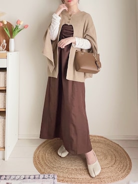 「キャミワンピ」｜てぃるさん（レディース・158cm）の秋コーディネート