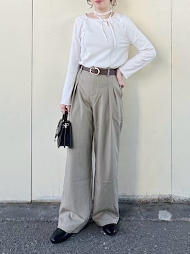 「しまむら（シマムラ）のアイテム（Tシャツ/カットソー）」を使った、てぃるさん（レディース・158cm）の秋コーディネート