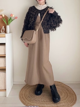 「しまむら（シマムラ）のアイテム（ワンピース/ドレス）」を使った、てぃるさん（レディース・158cm）の秋コーディネート