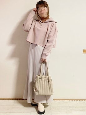 「リブニット」｜「アイテム（スウェット）」を使った、てぃるさん（レディース・158cm）の冬コーディネート
