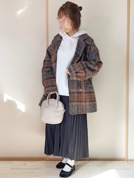「チェック柄に恋してる」｜「アイテム（バレエシューズ）」を使った、てぃるさん（レディース・158cm）の冬コーディネート