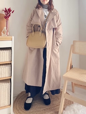 「tiptop（ティップトップ）のアイテム（トレンチコート）」を使った、てぃるさん（レディース・158cm）の春コーディネート