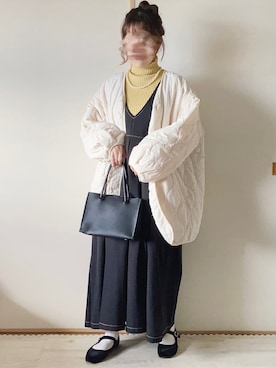 「リブニット」｜「アイテム（バレエシューズ）」を使った、てぃるさん（レディース・158cm）の冬コーディネート