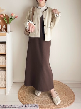 「アイテム（ジャンパースカート）」を使った、てぃるさん（レディース・158cm）の冬コーディネート