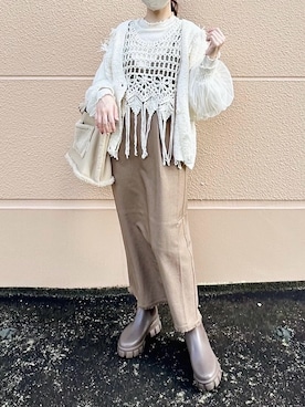 「アイテム（レインシューズ）」を使った、てぃるさん（レディース・158cm）の秋コーディネート