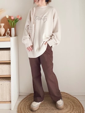 「apres jour（アプレジュール）のアイテム（スラックス）」を使った、てぃるさん（レディース・158cm）の秋コーディネート