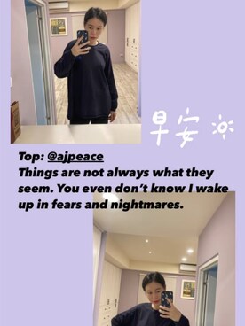 「ajpeaceのアイテム（Tシャツ/カットソー、ブルー系）」を使った、Anさん（レディース）の秋コーディネート