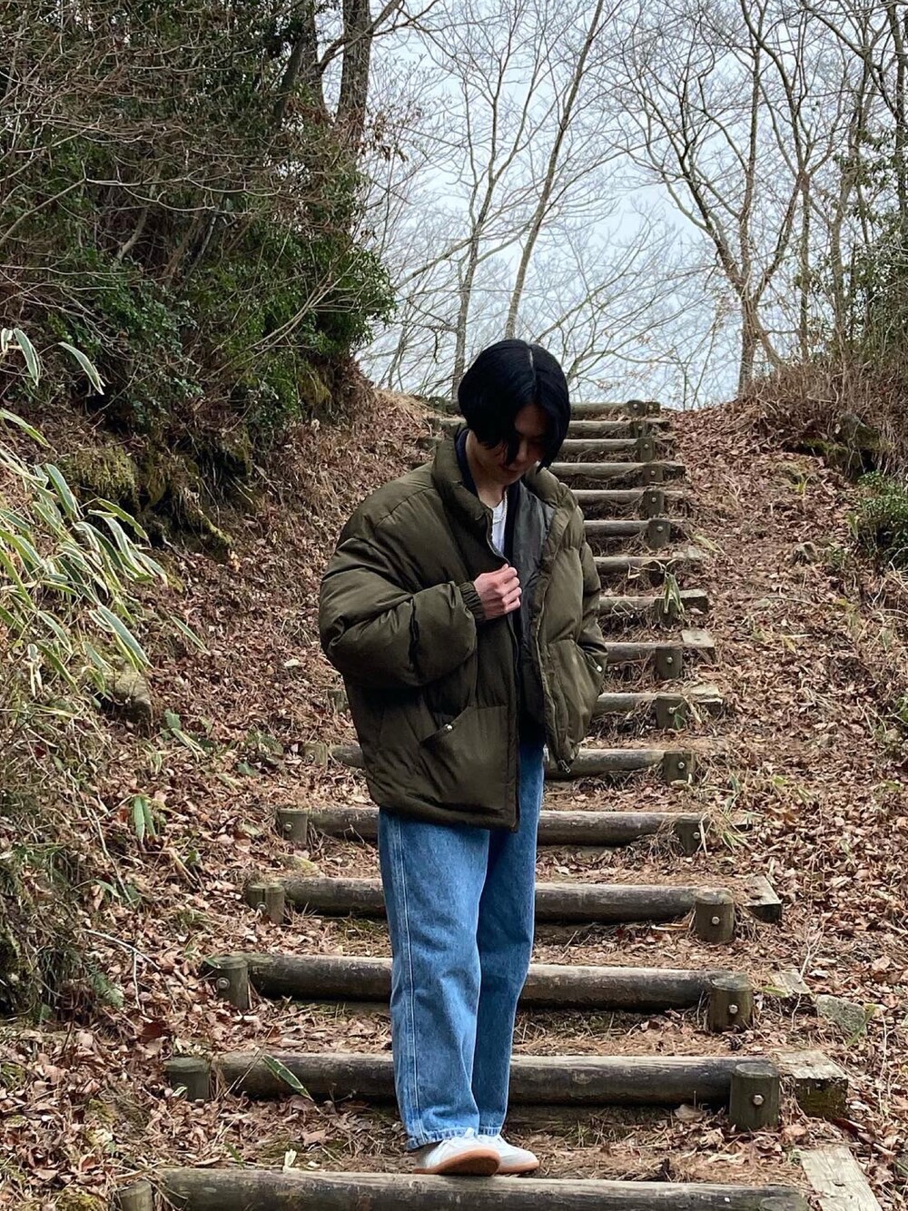 「おしゃれさんと繋がりたい、いいね、save、フォローお願いします🤑、デニム、古着、古着コーデ、大学生、fashion、フォロバ、フォローミー、いいね返し、ootd、休日スタイル、古着MIX、Levi's、フォローお願いします」｜「Perushuのアイテム（ジャケット/アウター、ベージュ系）」を使った、滉輝さん（メンズ・170cm）の冬コーディネートの1枚目の写真
