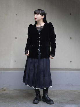 「アイテム（ノーカラージャケット）」を使った、モﾁｬﾝ / rumi さん（レディース・146cm）の秋コーディネート