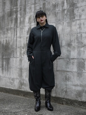 「アイテム（つなぎ/オールインワン）」を使った、モﾁｬﾝ / rumi さん（レディース・146cm）の秋コーディネート