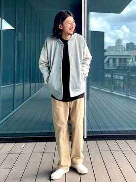 「コーデュロイパンツ」｜「アイテム（スタジャン）」を使った、Naoki Shuzuiさん（メンズ・178cm）の冬コーディネート