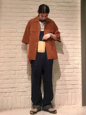 「POST O'ALLS（ポストオーバーオールズ）のアイテム（オールインワン・サロペット）」を使った、Naoki Shuzuiさん（メンズ・178cm）の春コーディネート