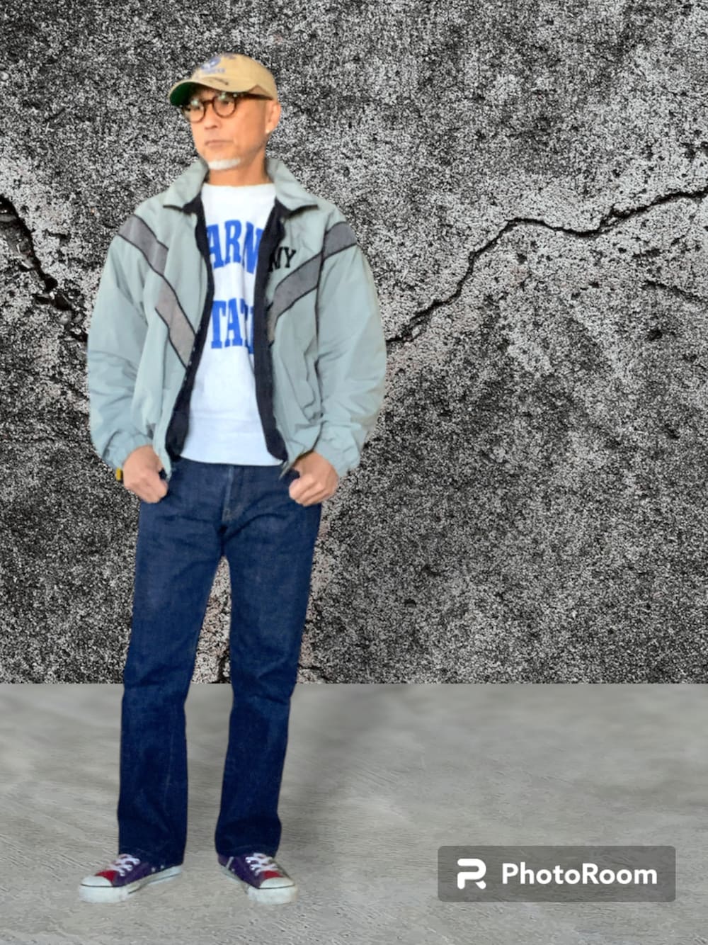 「アメカジ、ダッズスタイル、アメリカンスタンダード、休日スタイル、スニーカーコーデ、デニムパンツ、デニム」｜「CONVERSEのアイテム（スニーカー、その他）」を使った、kazu1969さん（メンズ・170cm）の春コーディネートの1枚目の写真