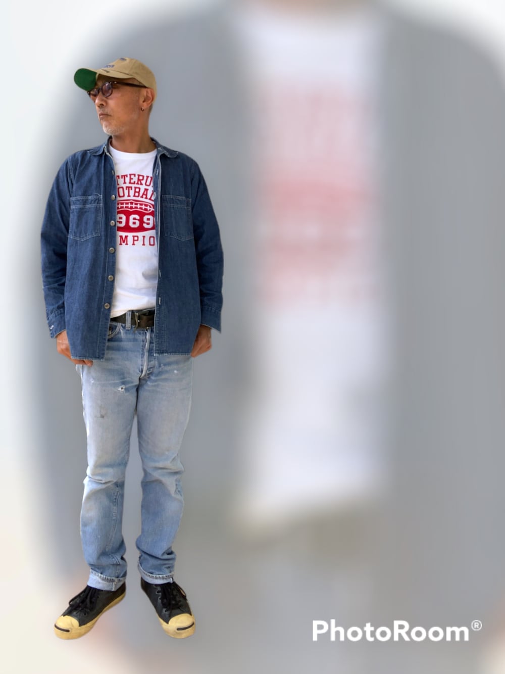 「アメカジ、ダッズスタイル、アメリカンスタンダード、休日スタイル、スニーカーコーデ、ラフ、アメカジコーデ、Levi's、66前期、ヴィンテージ、アラフイフ」｜「CONVERSEのアイテム（スニーカー、ブラック系）」を使った、kazu1969さん（メンズ・170cm）の秋コーディネートの1枚目の写真