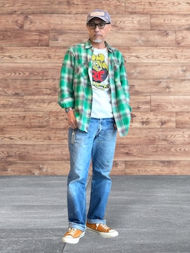 「CONVERSE（コンバース）のアイテム（スニーカー、オレンジ系）」を使った、kazu1969さん（メンズ・170cm）の春コーディネート