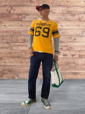 「CONVERSE（コンバース）のmadeinUSA 90年代（スニーカー、グリーン系）」を使った、kazu1969さん（メンズ・170cm）の秋コーディネート